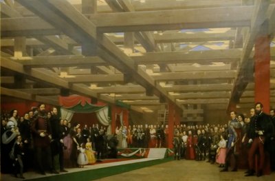 Het leggen van de eerste steen voor de Kettingbrug in 1842. door Miklós Barabás